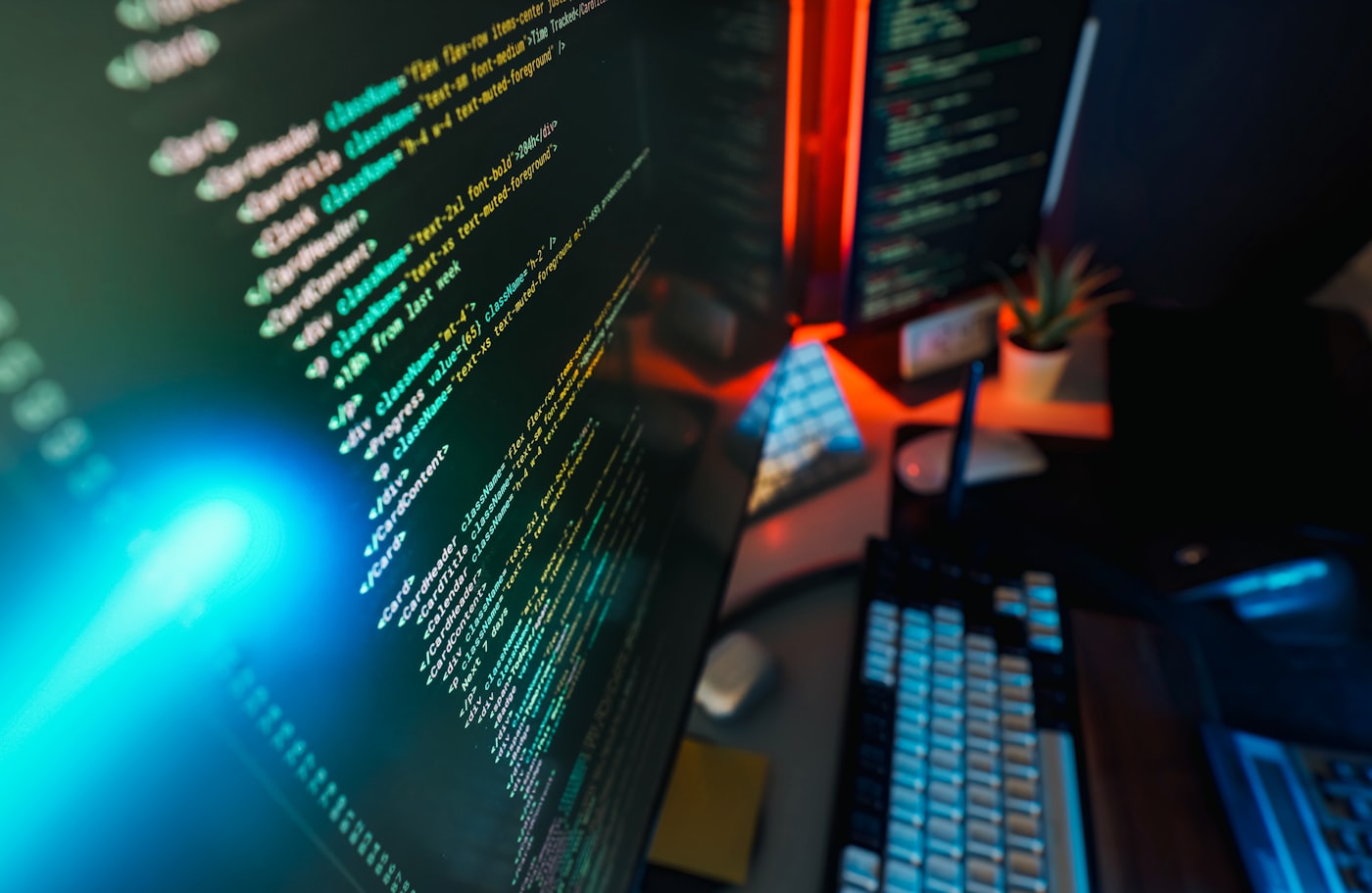 CI/CD pipeline code and deployment logs on a developer screen