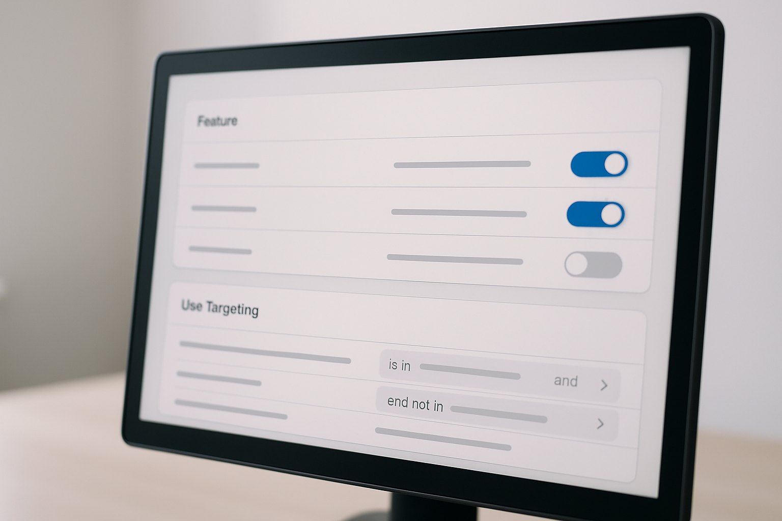 Feature-management console with toggle switches and targeting rules