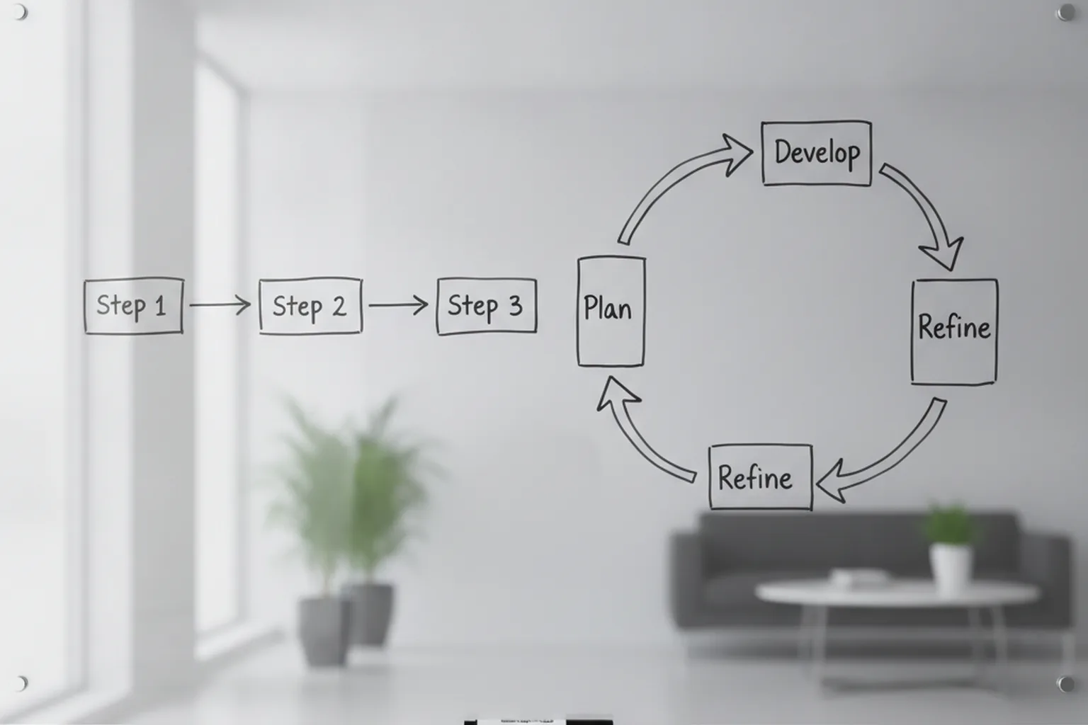 Linear waterfall flow versus an iterative Agile loop