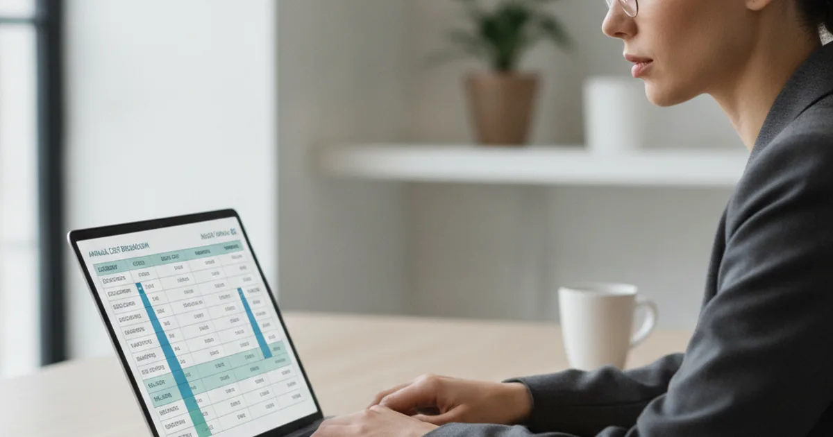 Financial spreadsheet showing annual cost breakdown and budget planning for software product