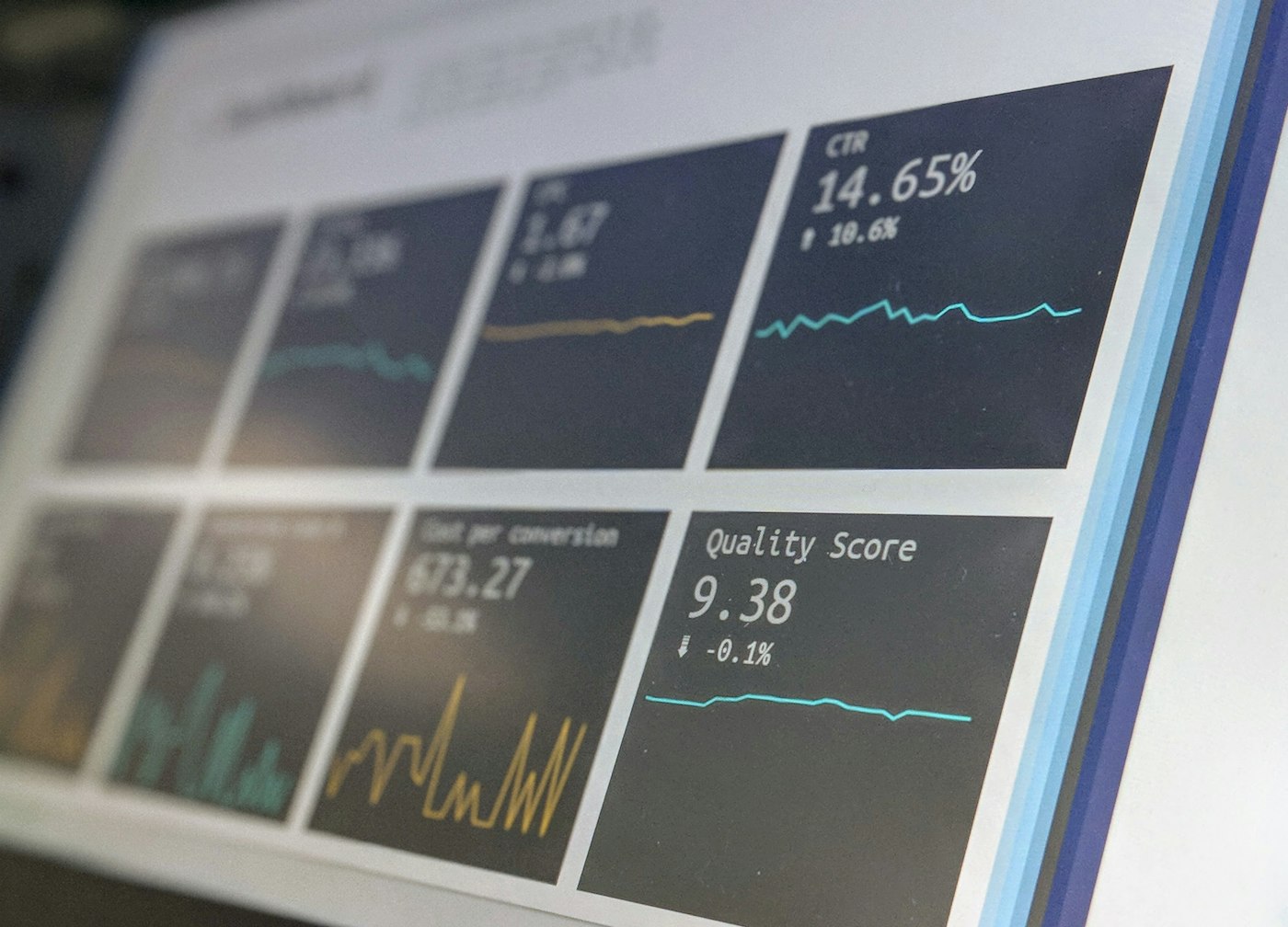 B2B SaaS dashboard with charts, KPI cards and a data table on a dark theme UI