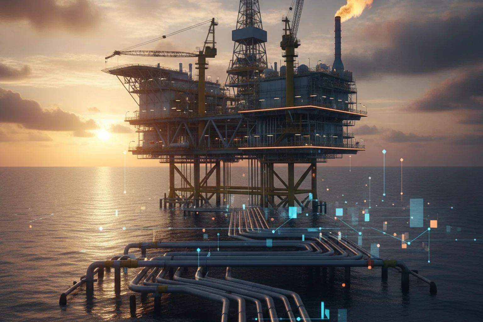 Offshore oil and gas platform with IoT sensor network