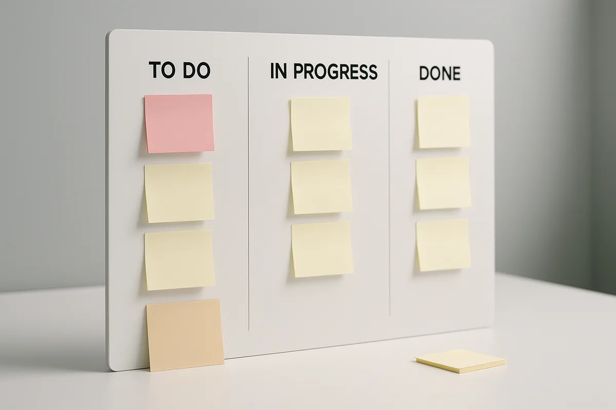 Product backlog board with to-do, in-progress and done columns