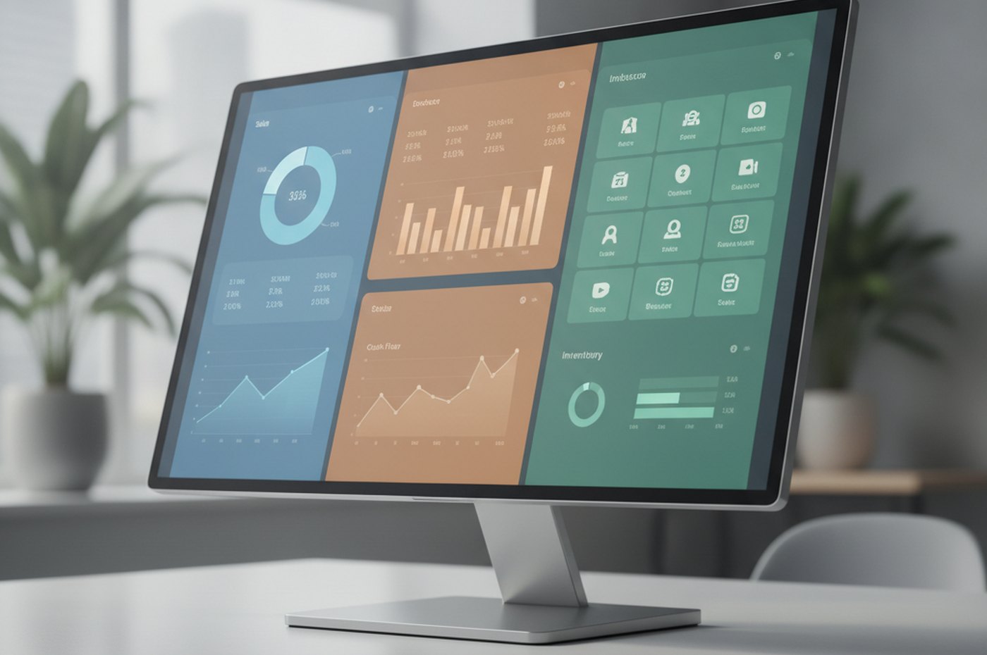 ERP dashboard displaying unified data from CRM and HR systems after enterprise integration