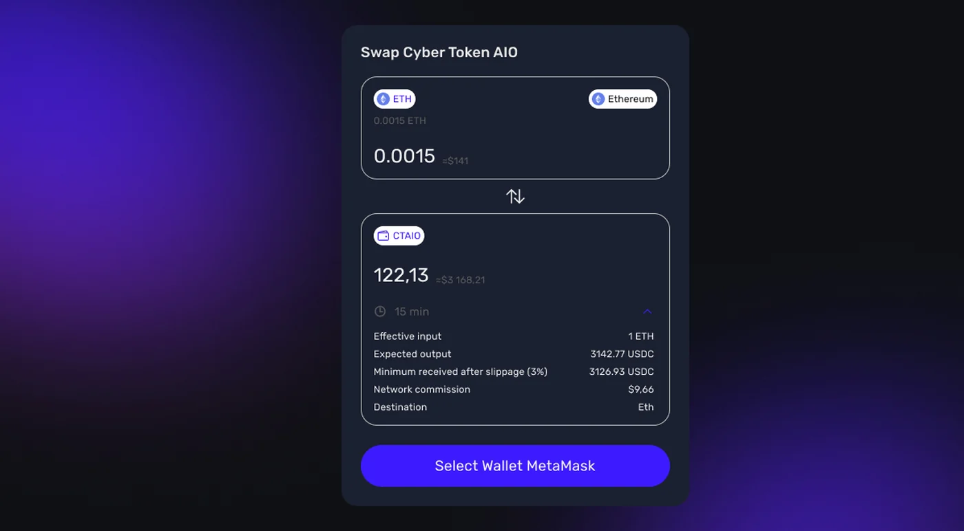 Cyber Token dashboard — Laravel + React, on-chain transaction monitoring, US and EU disclosures