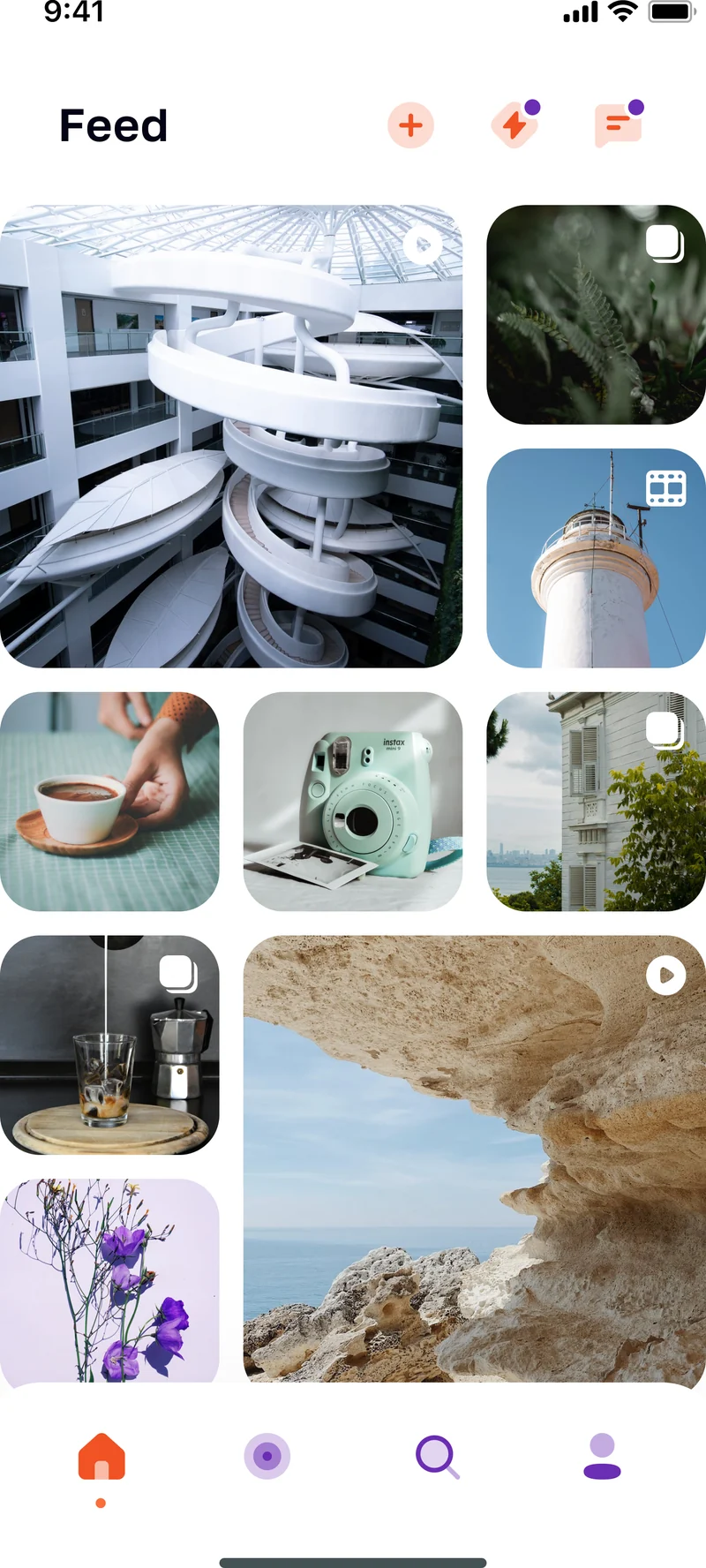 JoyJet content feed — interest-curated photo and video discovery on iOS