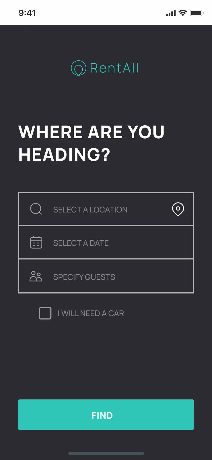 RentAll property detail — photo gallery, price, amenities, and no-prepayment booking on iOS NetworkExtension-free flow