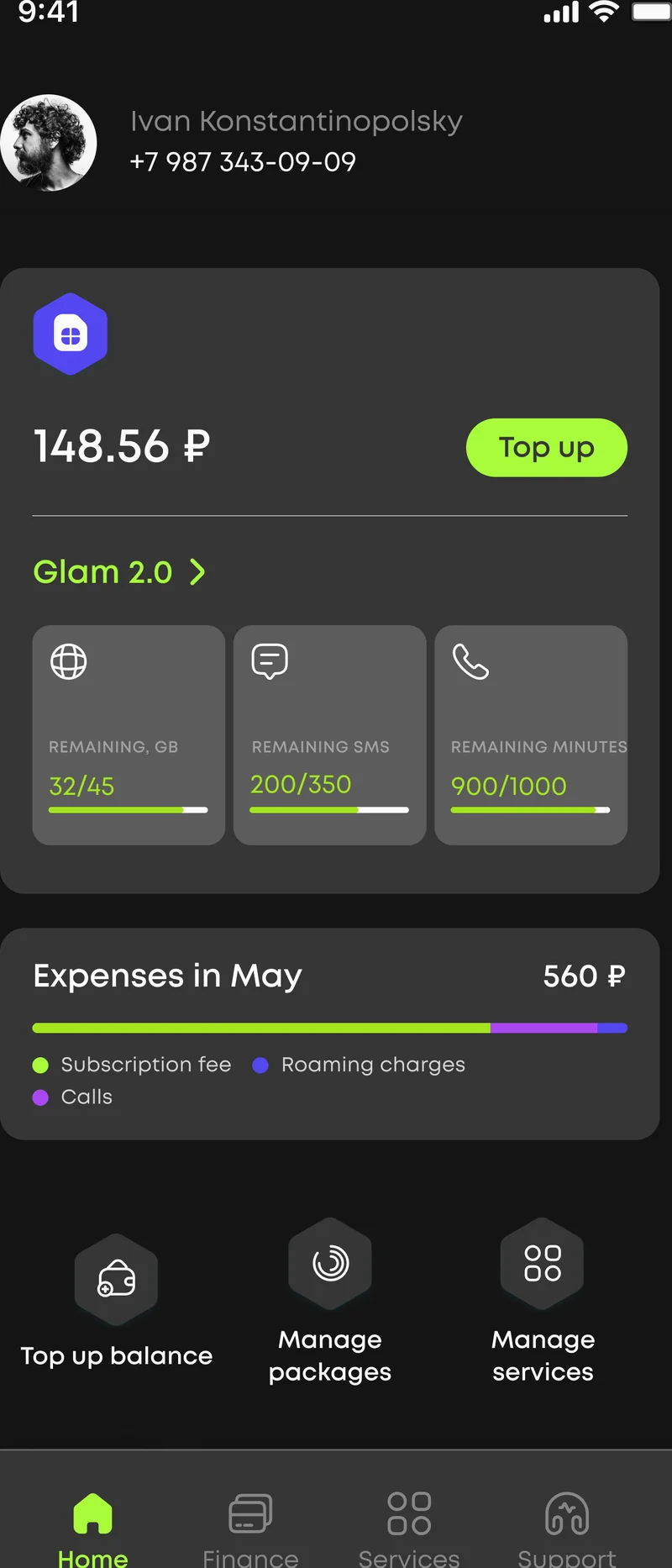 Personal Account billing wallet on iOS — card payments, Apple Pay, balance top-up