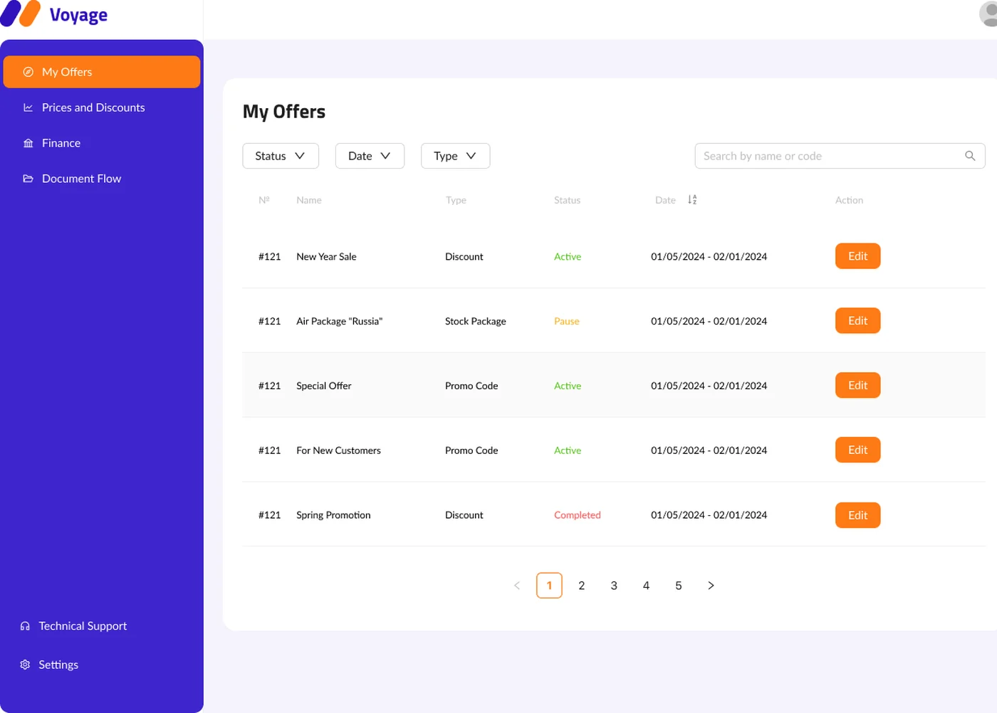 Travel-planning platform supplier dashboard — offers, prices and discounts, finance, and document flow for airlines, hotels, and insurers