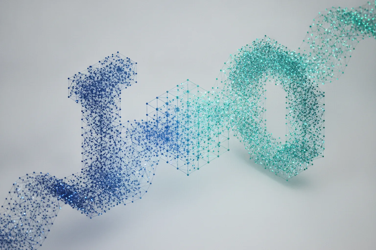 Abstract blue and teal network nodes representing enterprise data flows and unauthorized portal access