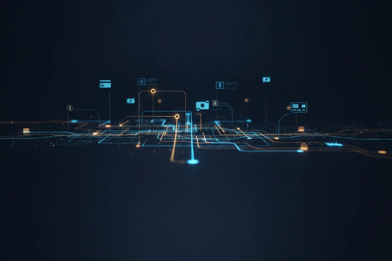 Abstract fintech and AI network visualization representing Stripe acquiring OpenRouter AI gateway platform